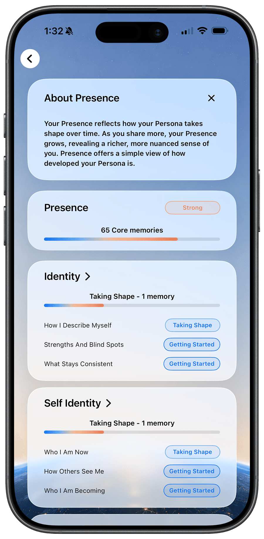 NeverGone Presence screen
